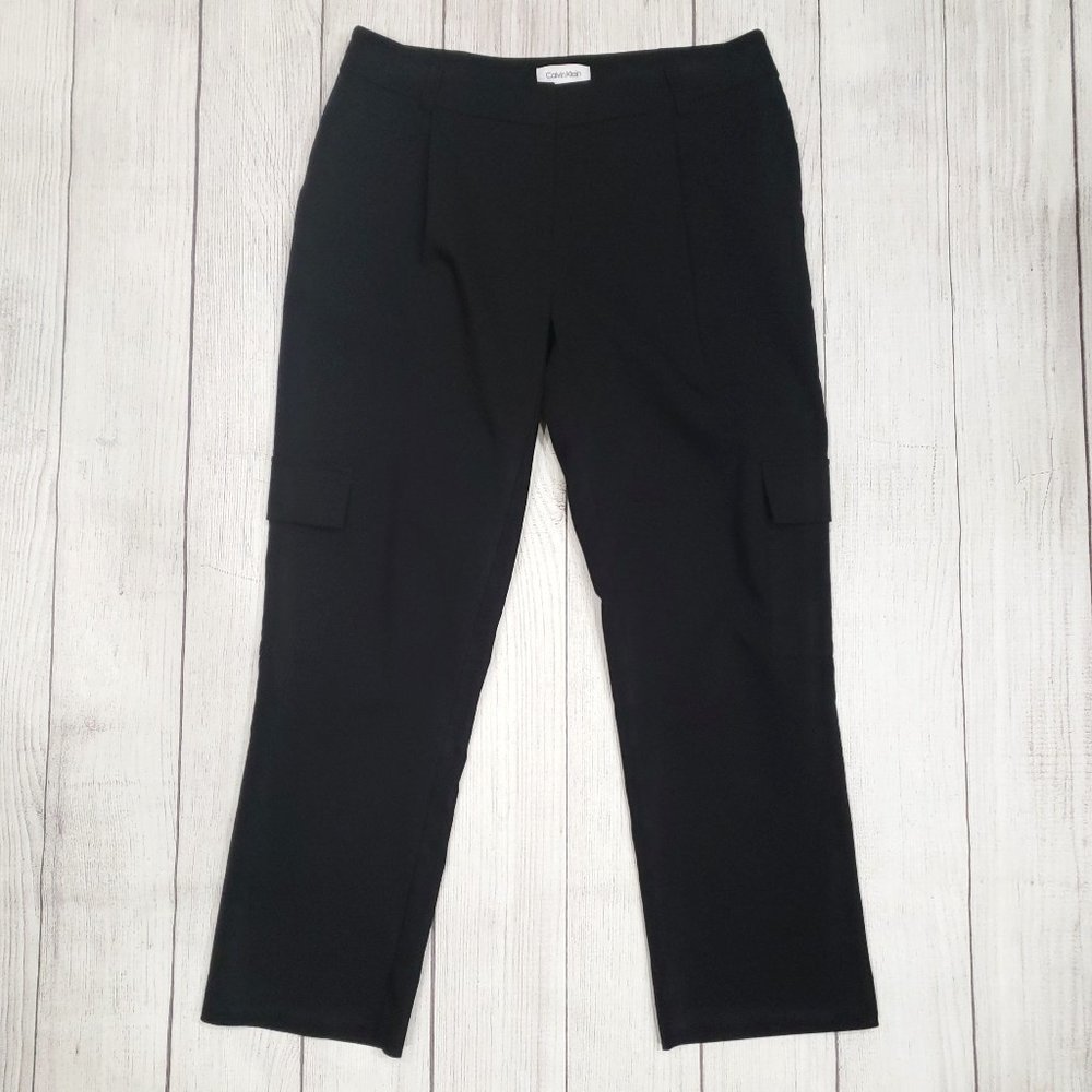 Calvin Klein Women's Black Cropped Cargo Dress Pants Size 4